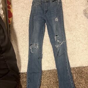 Fashion Nova Ripped Blue Skinny Jeans